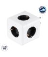 GLOBOSTAR® POWERCUBE 79627 Πολύπριζο 5 Θέσεων με 5 x EU Schuko Πρίζες Ασφαλείας Childproof AC 220-240V 3680W-16A Max Load IP20 - Λευκό & Γκρι - Μ7.5 x Π11.5 x Υ7.5cm